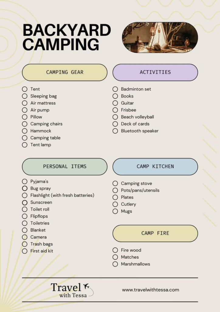 ultimate backyard camping checklist